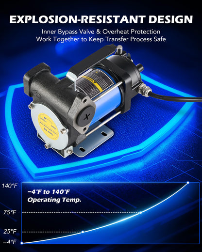 Orion Motor Tech Electric Fuel Transfer Pump with Auto-Shutoff, 3.2GPM Gas Can Pump, 51" Hose, USB-C & AA Battery (NO BATTERIES INCLUDED) Powered, 4 Adapters for Gasoline, Diesel, Kerosene, Blue