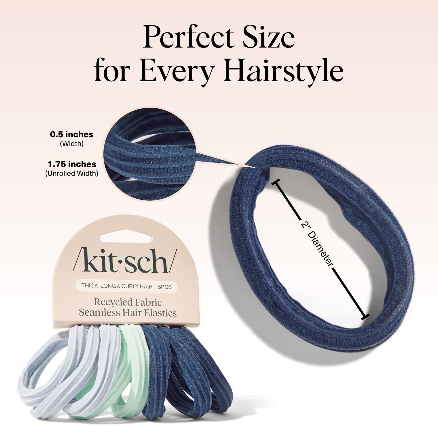 Kitsch Schwarze Haargummis ohne Haarschäden – Starke, dehnbare Haarbänder | Weiche Nylon-Pferdeschwanzhalter, ziepen nicht, ideal für Hochsteckfrisuren und Zöpfe | Ideale Geschenke für Frauen – Schwarz, 20 Stück
