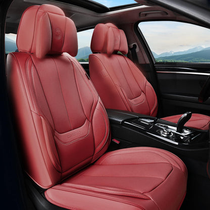 Coverado Car Seat Covers 5 Pieces, Full Set Universal Seat Covers for Cars, Waterproof Nappa Leather Auto Seat Protectors with Head Pillow, Car Interiors Fit for Most Sedans SUV Pick-up Truck, Black