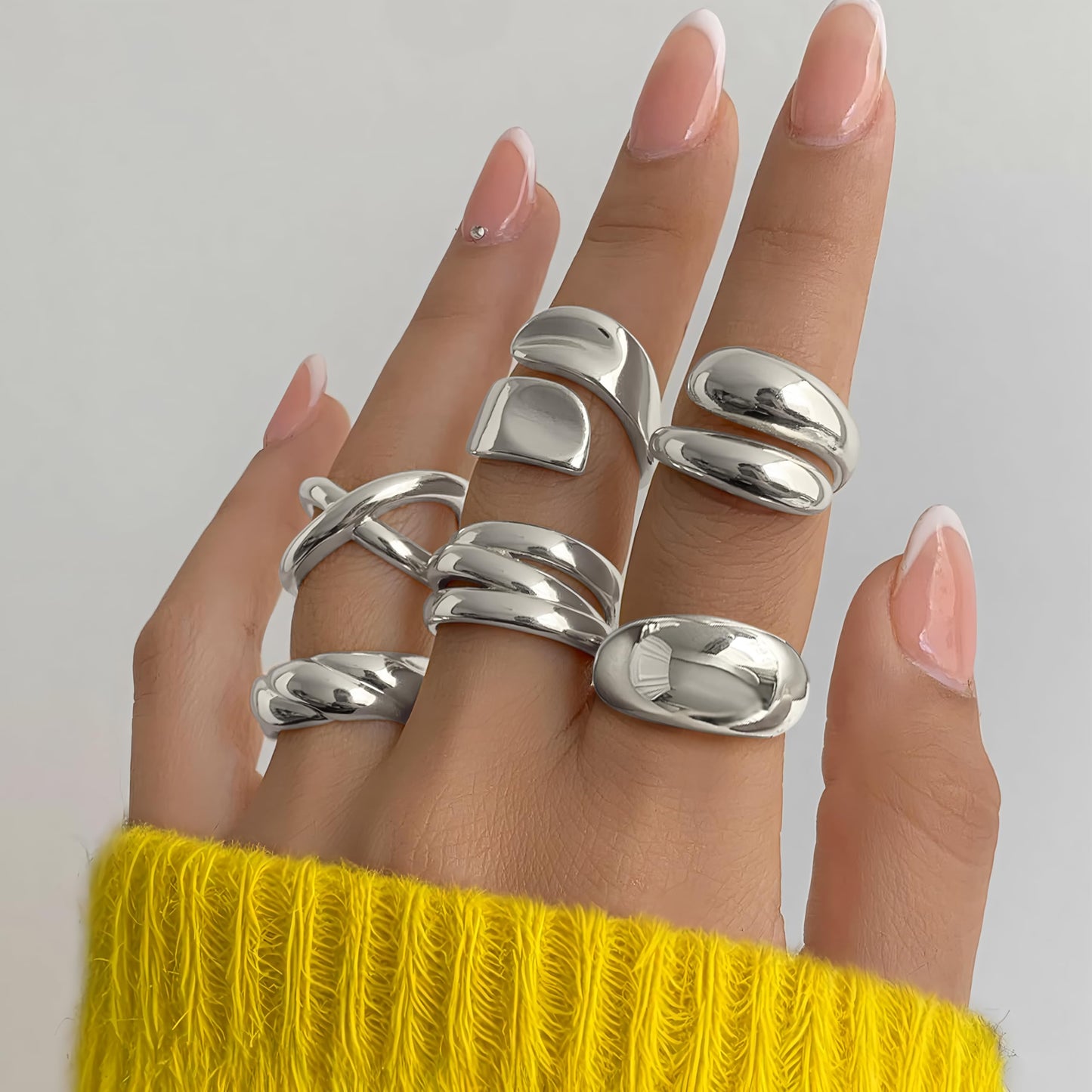YEEZII Chunky Gold Rings for Women Non Tarnish, 18K Gold Plated Stackable Thumb Ring, Statement Women Rings Set