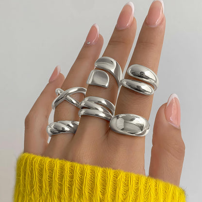 YEEZII Chunky Gold Rings for Women Non Tarnish, 18K Gold Plated Stackable Thumb Ring, Statement Women Rings Set