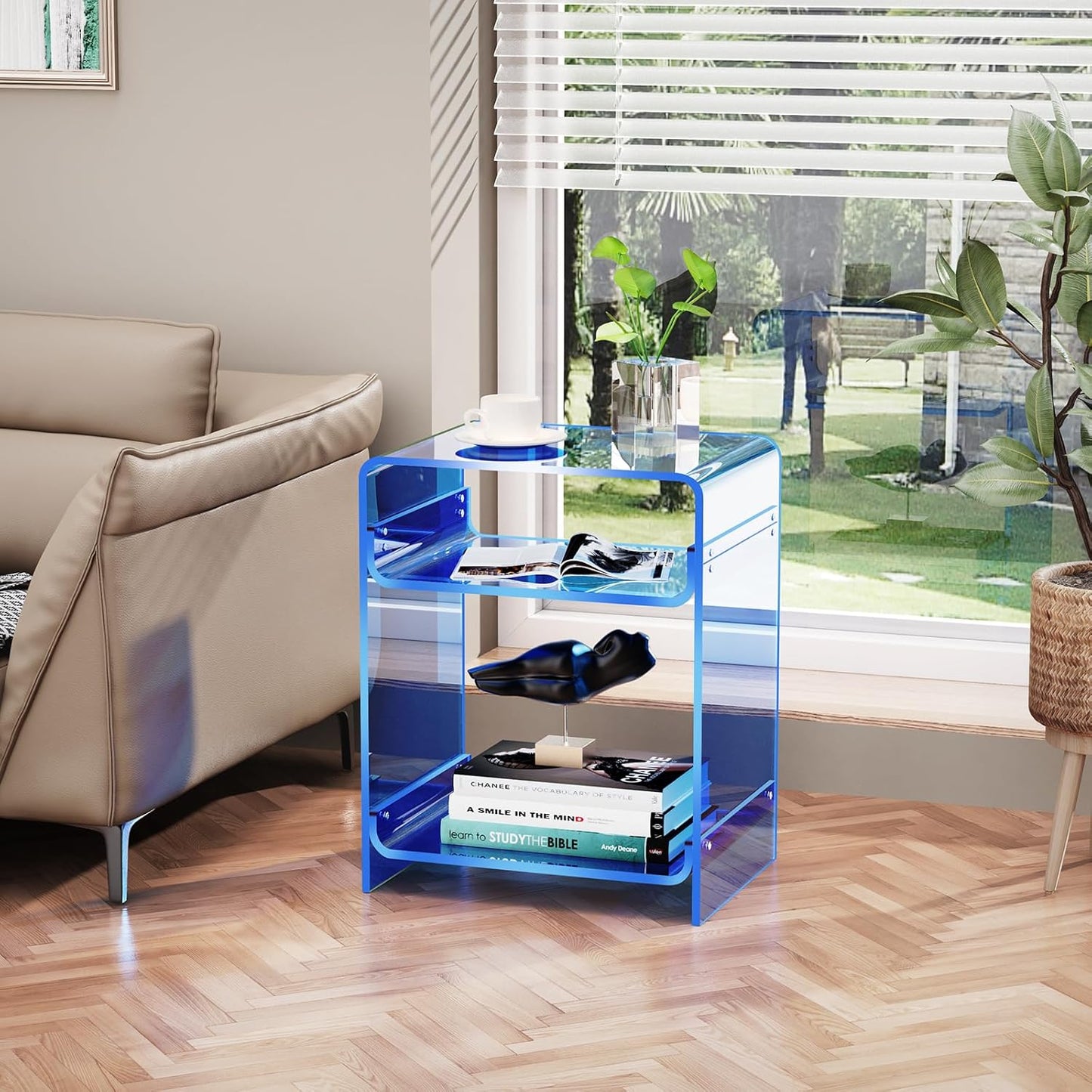 Acrylic Side Table with Storage Shelf - A Perfect Addition to Your Home