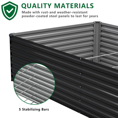 DIIYIV Galvanized Raised Garden Bed Kit Outdoor Patio,6x3x2ft Large Rectangular Metal Planter Boxes,Deep Root Box Planter for Gardening,Vegetables,Flowers,Herbs-Silver