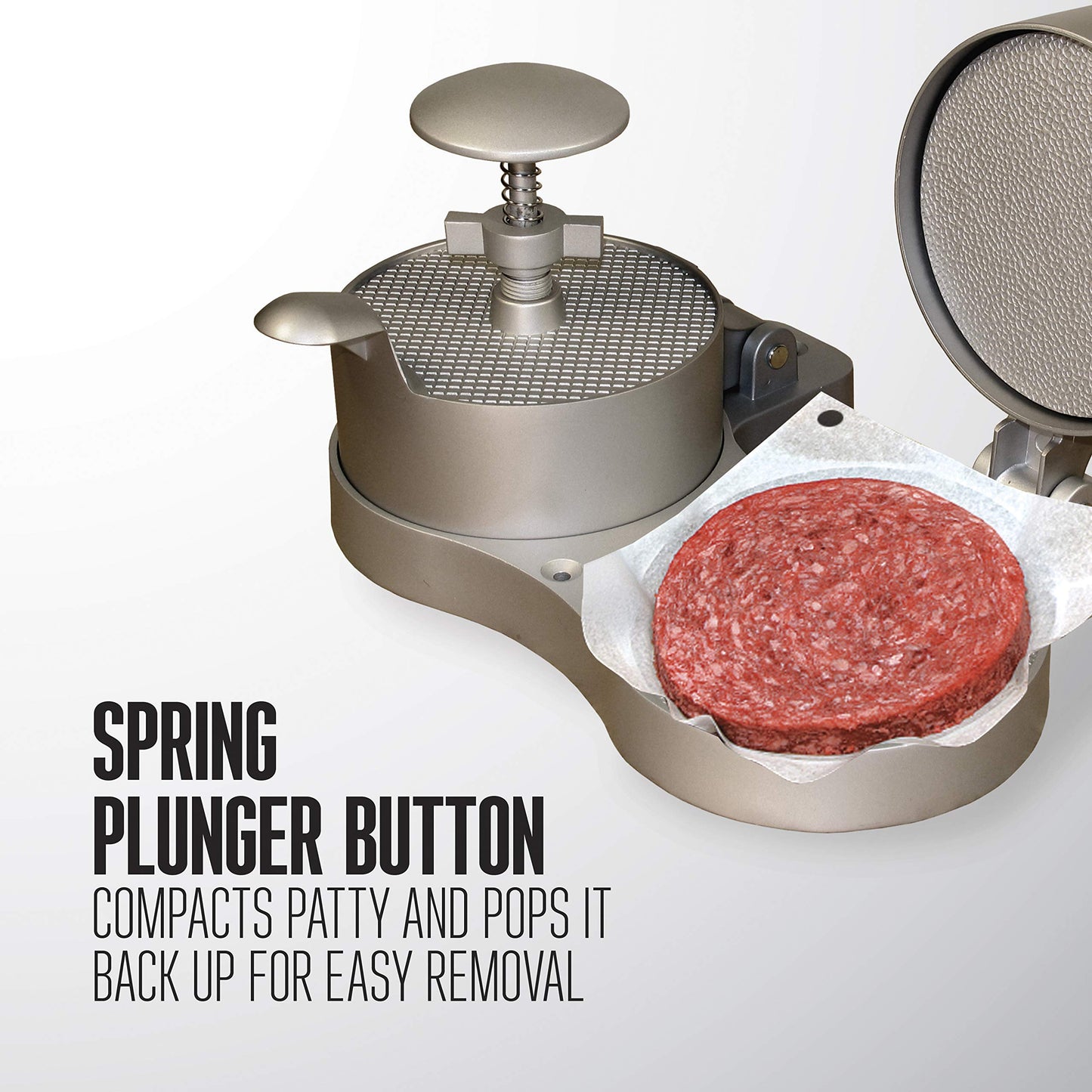 Weston Burger Press, Makes 4 1/2" Diameter Patties for Hamburger, Crab Cakes, Sausage, 1/4lb to 3/4lb, with Spring Ejector for Easy Removal, Single, Non-stick Heavy-Duty Cast Aluminum (07-0310-W)