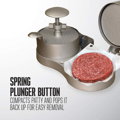 Weston Burger Press, Makes 4 1/2" Diameter Patties for Hamburger, Crab Cakes, Sausage, 1/4lb to 3/4lb, with Spring Ejector for Easy Removal, Single, Non-stick Heavy-Duty Cast Aluminum (07-0310-W)