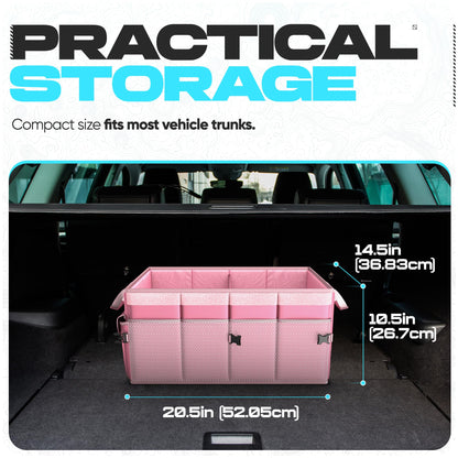 FORTEM Car Trunk Organizer, Collapsible Multi Compartment Car Organizer, Foldable SUV Storage for Car Accessories for Women Men, Non Slip Bottom, Securing Straps, Soft Cover 50L (Black, Standard)