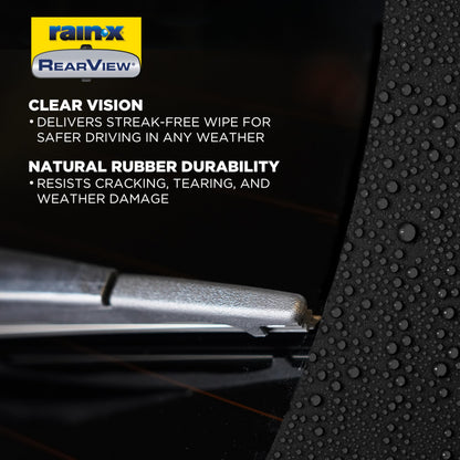 Rain-X 850212 RearView Wiper Blade 12", OEM Replacement Rear Windshield Wiper, Interchangeable Adapter for Easy Installation, All-Weather & All-Season Performance, Composite