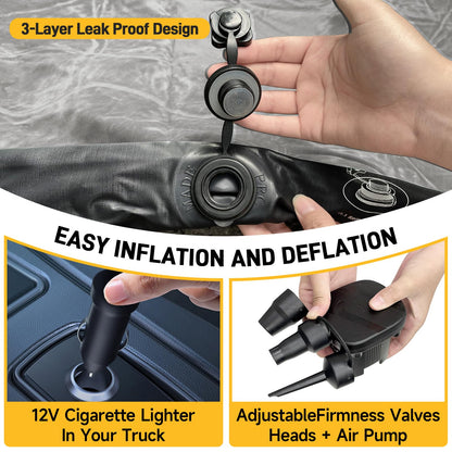 Umbrauto Car Air Mattress Backseat| Inflatable Truck Back Seat Camping Airbed for SUV Rear Seat, Blow Up Sleeping Travel Bed for Van Trunk with Pump & Pillows