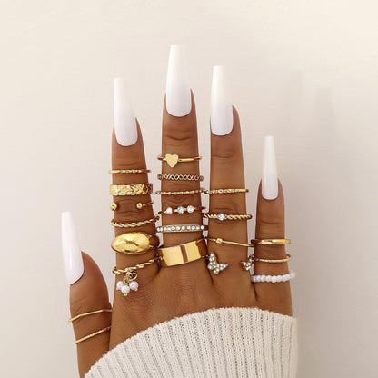 FAXHION 24-60 Pcs Gold Stackable Rings for Women, Knuckle Rings Chunky Gold Ring Set Dainty Stacking Cute Rings, Multiple Sizes Cute Jewelry Set Gift