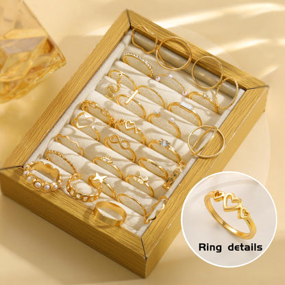 FAXHION 24-60 Pcs Gold Stackable Rings for Women, Knuckle Rings Chunky Gold Ring Set Dainty Stacking Cute Rings, Multiple Sizes Cute Jewelry Set Gift