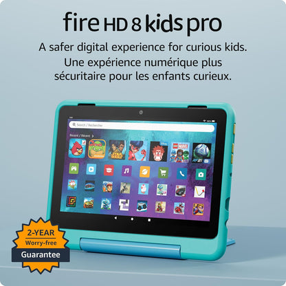Amazon Fire HD 8 Kids tablet, includes kid-proof bumper for ages 3-5, ad-free content with parental controls, 13-hr battery, 32GB, Blue, newest model