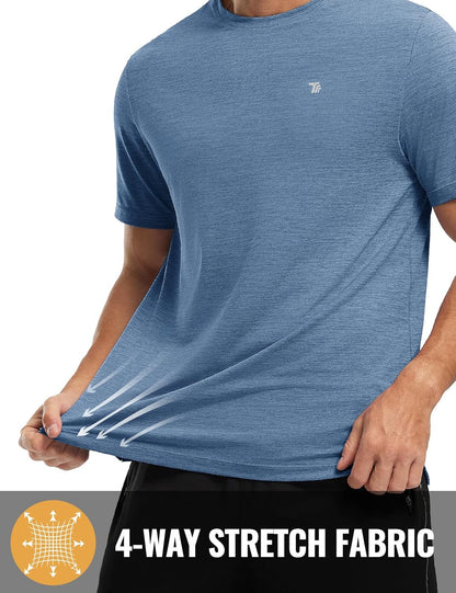Rdruko Herren Kurzarm Trainingsshirts – Trockene Passform – Feuchtigkeitstransportierend – Für Laufen, Fitnessstudio, aktiven Sport