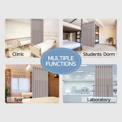Inherent Flame Retardant Hospital Curtain Room Divider with Flat Hooks Cubicle Divider Privacy Medical Curtain for Hospital, Medical Clinic, Lab(1 Panel, 5x8FT,Grey)