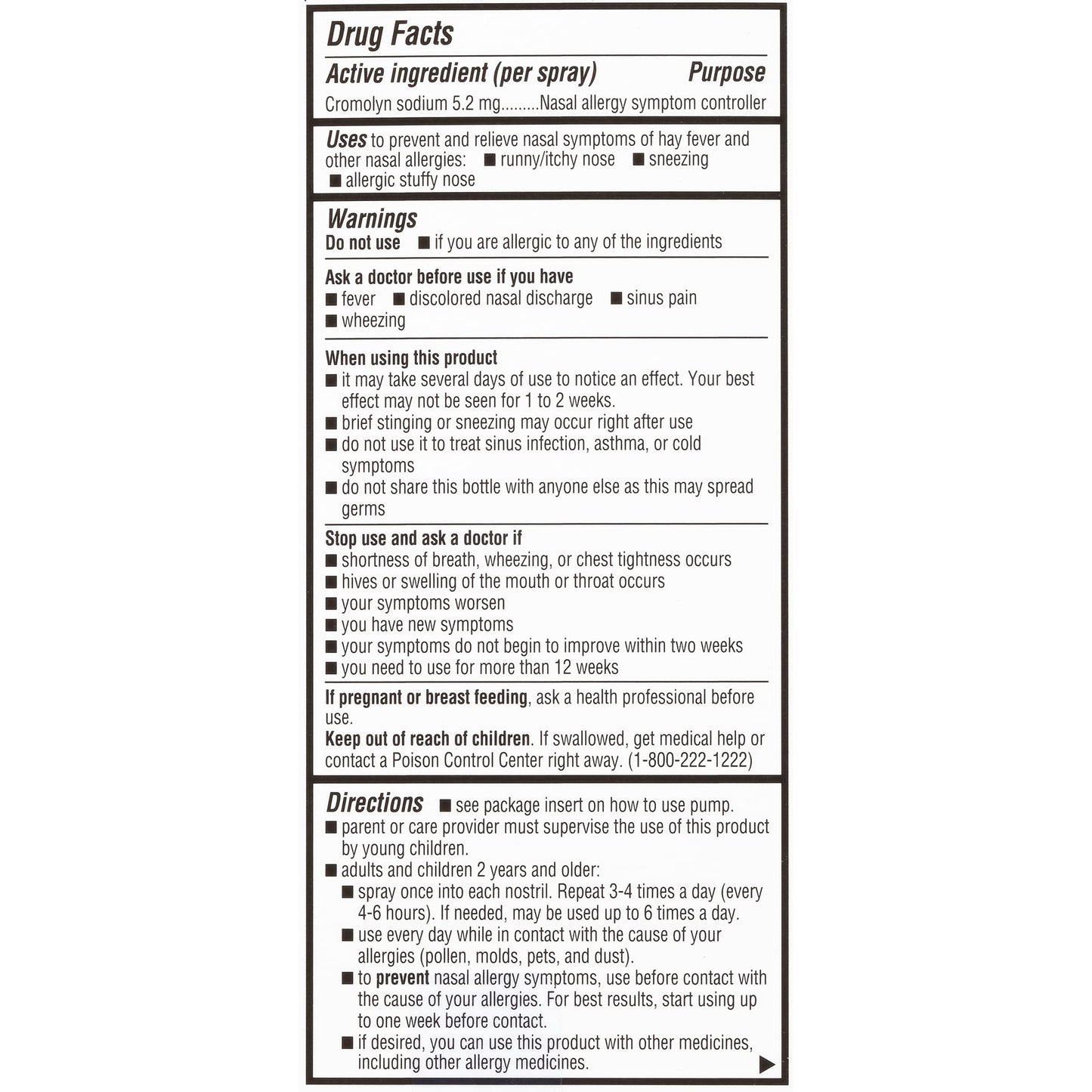 NasalCrom Nasal Spray Allergy Symptom Controller | 200 Sprays | .88 FL OZ,(Pack of 4)