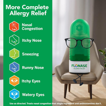 Flonase Sensimist Allergy Relief Nasal Spray - Non-Drowsy 24HR Long Lasting Allergy Relief with Fine, Scent-Free Mist - 120 Sprays Plus Bonus Pack of Tissues (Pack of 2)