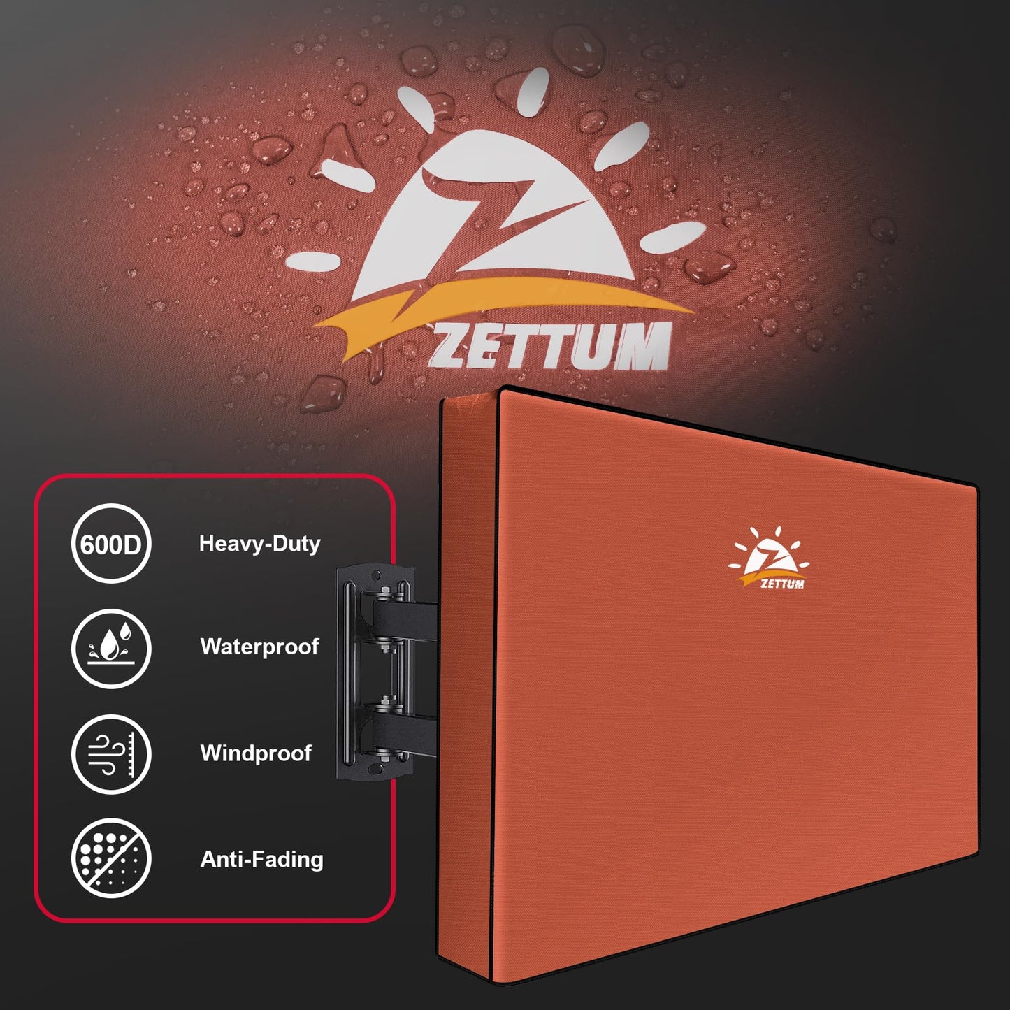 Zettum Outdoor TV Cover 58 Inch - 600D TV Cover Weatherproof & Waterproof for 55 to 58 Inch Outdoor TV, Heavy Duty TV Enclosure Protector for Outside Flat Screen TV (Size: 55"L x 6"D x 36"H)