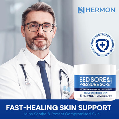 Hermon Bed Sore & Pressure Sore Fast Healing Cream – Skin Care Cream for Compromised Skin, Helps Support Healing of Bed Sores, Pressure Sores, Chafing, Minor Burns & Sunburn