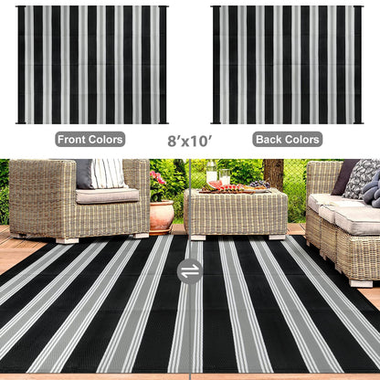 Lahome Outdoor Rugs 8x10 Waterproof, Reversible Outdoor Plastic Straw Rug for Camping Patio, RV Outdoor Rugs Outside, Outdoor Carpet for Porch Deck Backyard Picnic(Blue/Yellow,8'x 10')