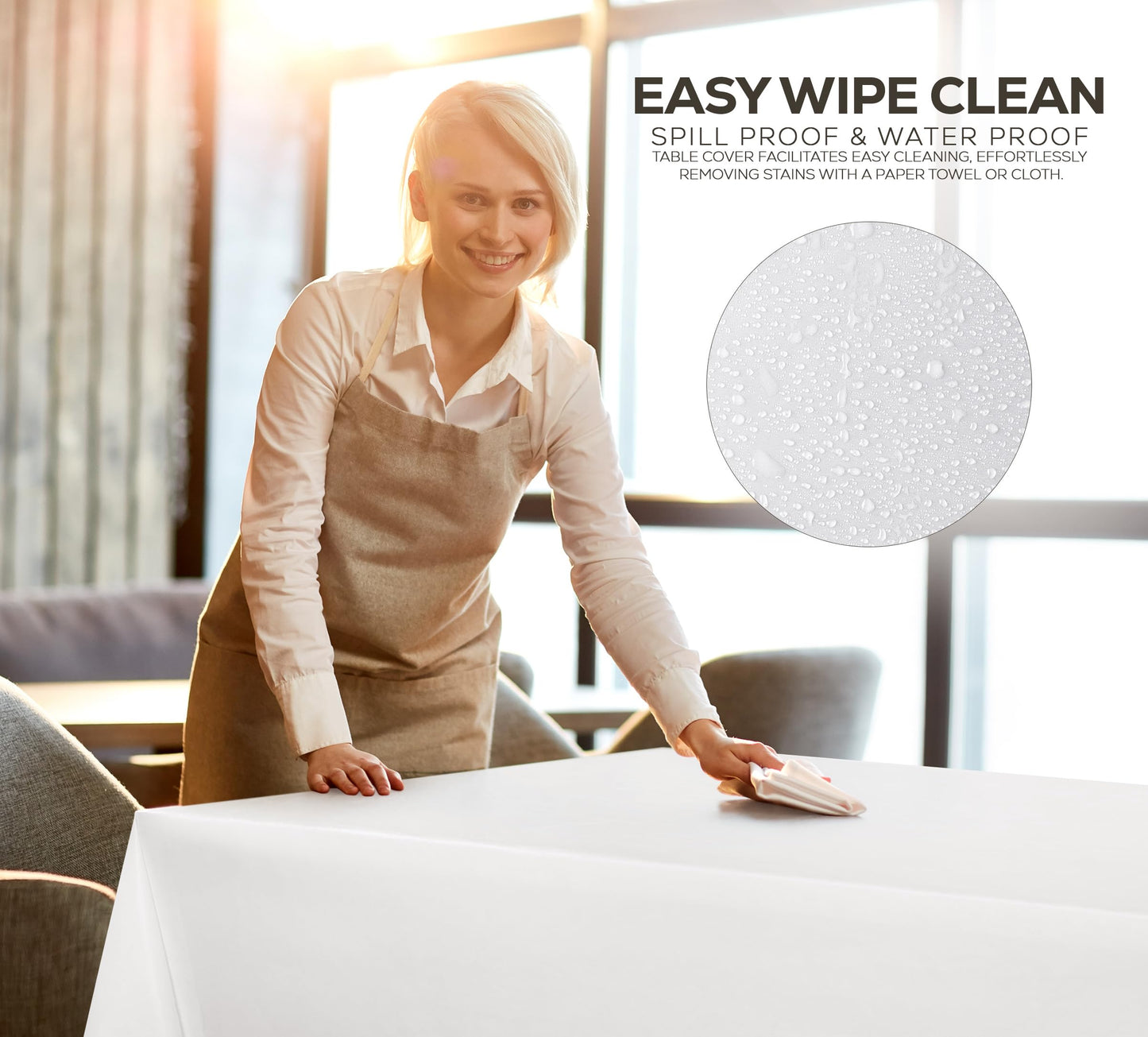 Utopia Kitchen Einweg-Tischdecke aus Kunststoff (12er Pack – 137x274 cm) Weiß Rechteckige Tischdecke Wasserdicht Schmutzabweisend Party-Tischdecke