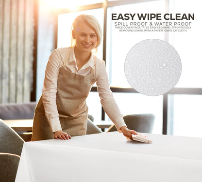 Utopia Kitchen Einweg-Tischdecke aus Kunststoff (12er Pack – 137x274 cm) Weiß Rechteckige Tischdecke Wasserdicht Schmutzabweisend Party-Tischdecke