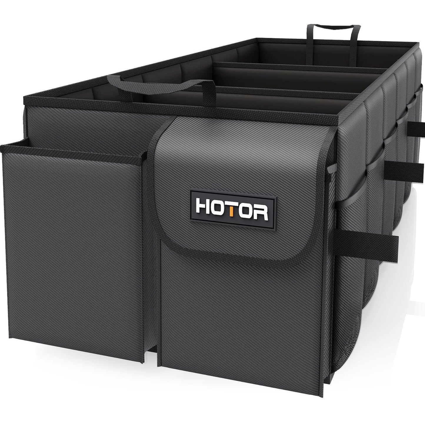 HOTOR Kofferraum-Organizer – Auto-Organizer, faltbarer Kofferraum-Organizer für SUVs & Limousinen, Autozubehör, Werkzeuge, Kleinigkeiten, 2 Fächer, Schwarz