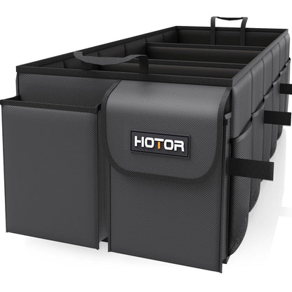 HOTOR Kofferraum-Organizer – Auto-Organizer, faltbarer Kofferraum-Organizer für SUVs & Limousinen, Autozubehör, Werkzeuge, Kleinigkeiten, 2 Fächer, Schwarz