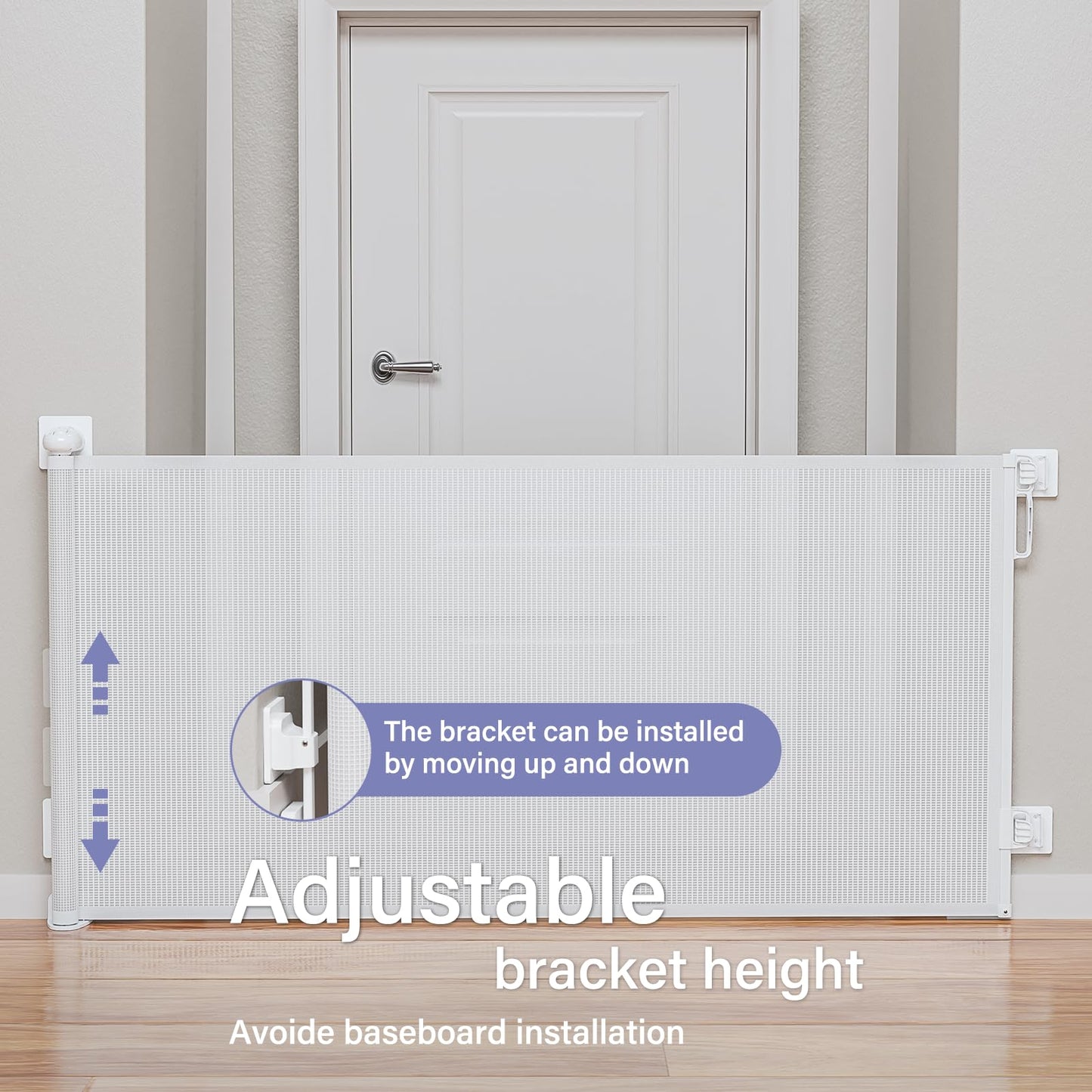 Retractable Baby Gates No Drilling, PRObebi Retractable Dog Gate for the House Extends to 54" Wide 33" Tall, Gates for Baby Indoor, Stair Gate for Outdoor, Staris, Hallways, Doorways, Deck, Porch