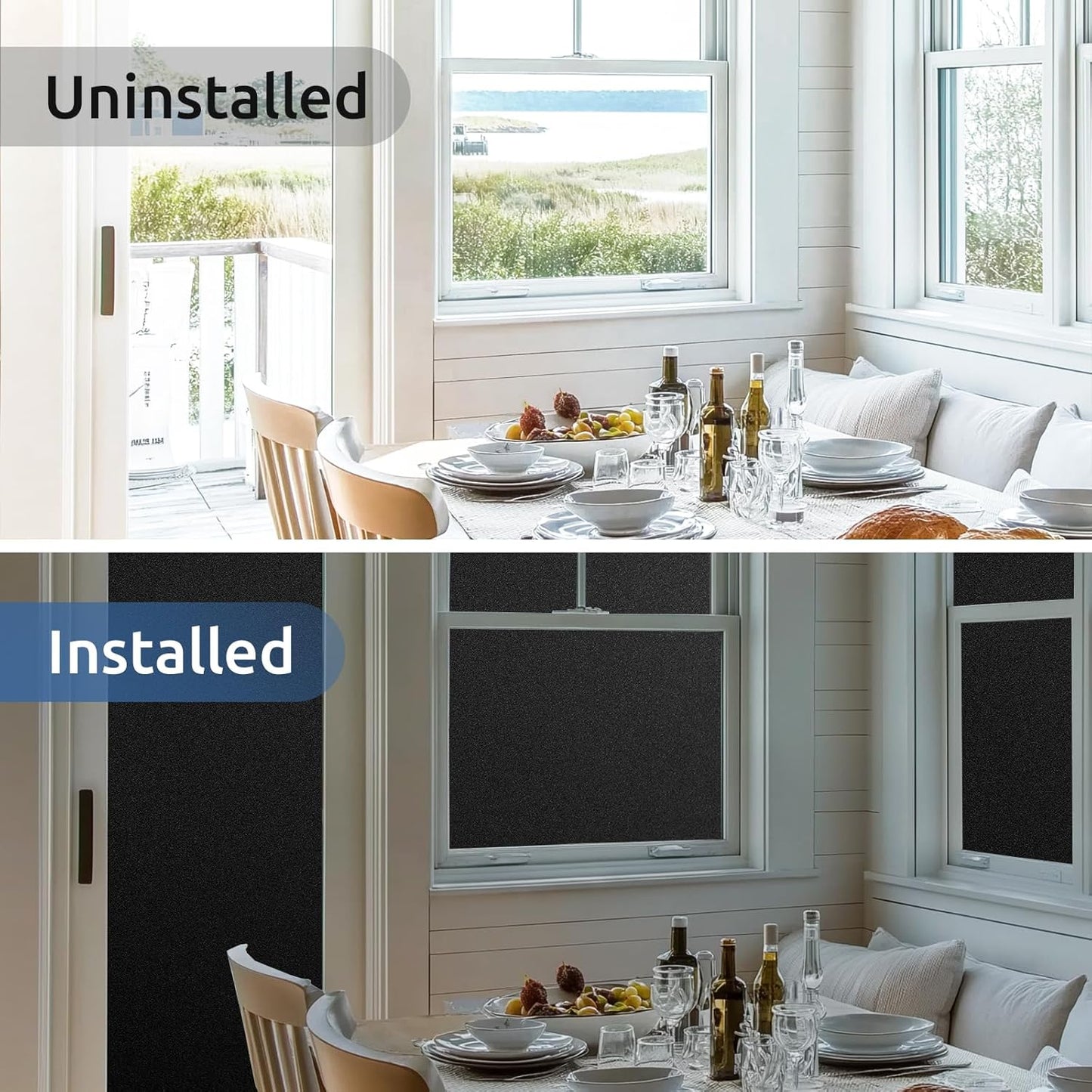 rabbitgoo Fensterfolien Sichtschutz, Statische Haftung Milchglasfolie, Klebstofffreie Sichtschutzfolie Sonnenschutz Fensterabdeckung Mattierungsfolie Bad Schiebetür, 44.5 x 200cm, Rein Matt