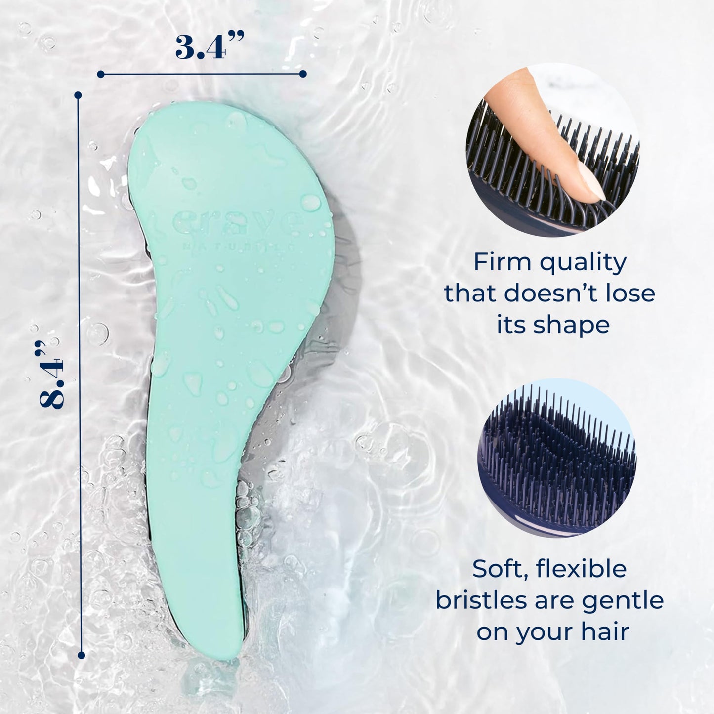 Crave Naturals Glide Thru Entwirrbürste für Erwachsene und Kinder. Entwirrbürste für natürliches, lockiges, glattes, nasses oder trockenes Haar. Haarbürsten für Frauen. Stylingbürste (Blau)