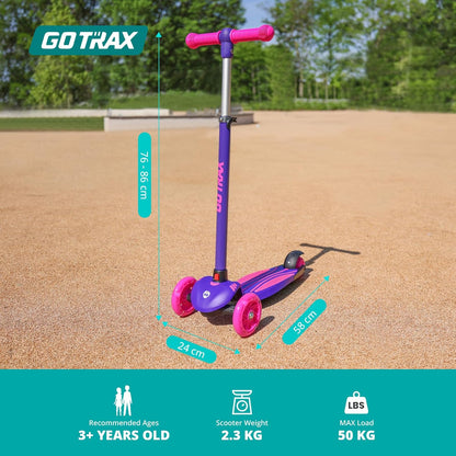 Gotrax KS1 Kinder-Roller, LED-Räder und 3-fach verstellbare Lenkerhöhe, Lean-to-Steer & breites Anti-Rutsch-Deck, 3-Rad-Roller für Jungen und Mädchen ab 3 Jahren und bis 45 kg