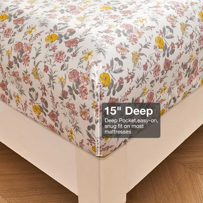Viviland Floral Queen Sheet Set - A Cozy Addition to Your Bedroom