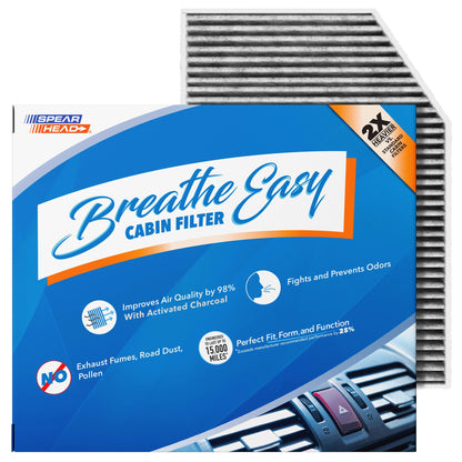 Spearhead Odor Defense Breathe Easy AC & Heater Cabin Filter | Fits Select 2016-2025 Toyota, Lexus, Subaru, 2016-2023 CX-9 Like OEM | Up to 25% Longer Lasting w/Activated Carbon (BE-157)