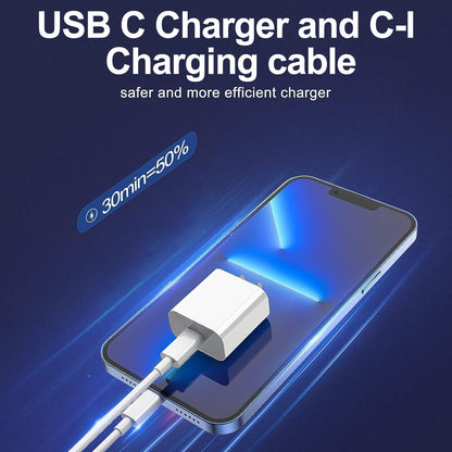 iPhone Ladegerät Schnelllade-2er-Pack Typ C Wandladegerät mit 2er-Pack [1,8 m & 3 m] langem USB C auf Lightning Kabel für iPhone 14/13/12/12 Pro Max/11/Xs Max/XR/X, AirPods Pro