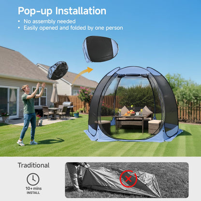 Alvantor Pop Up Screen House Tent, Instant Outdoor Gazebo with Mosquito Netting & UPF 50+ Sun Protection, Portable Canopy Shelter for Patio, Backyard, Camping (2-10 Person)
