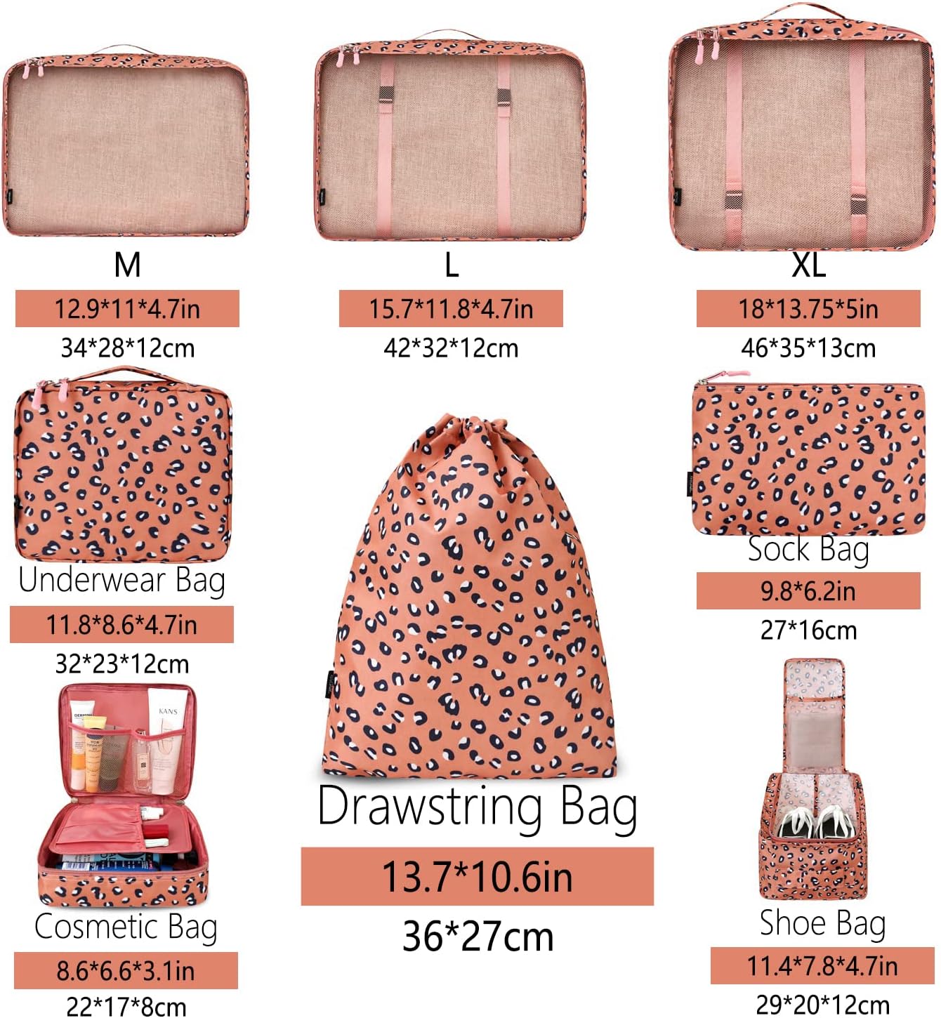 BAGAIL 8er Set Packwürfel Gepäckorganizer für Reisezubehör