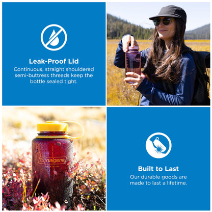 Nalgene 32 oz Wide Mouth Water Bottle | BPA-Free, Durable & Leak Proof, Lightweight Bottle for Hiking & Gym, Work & Travel