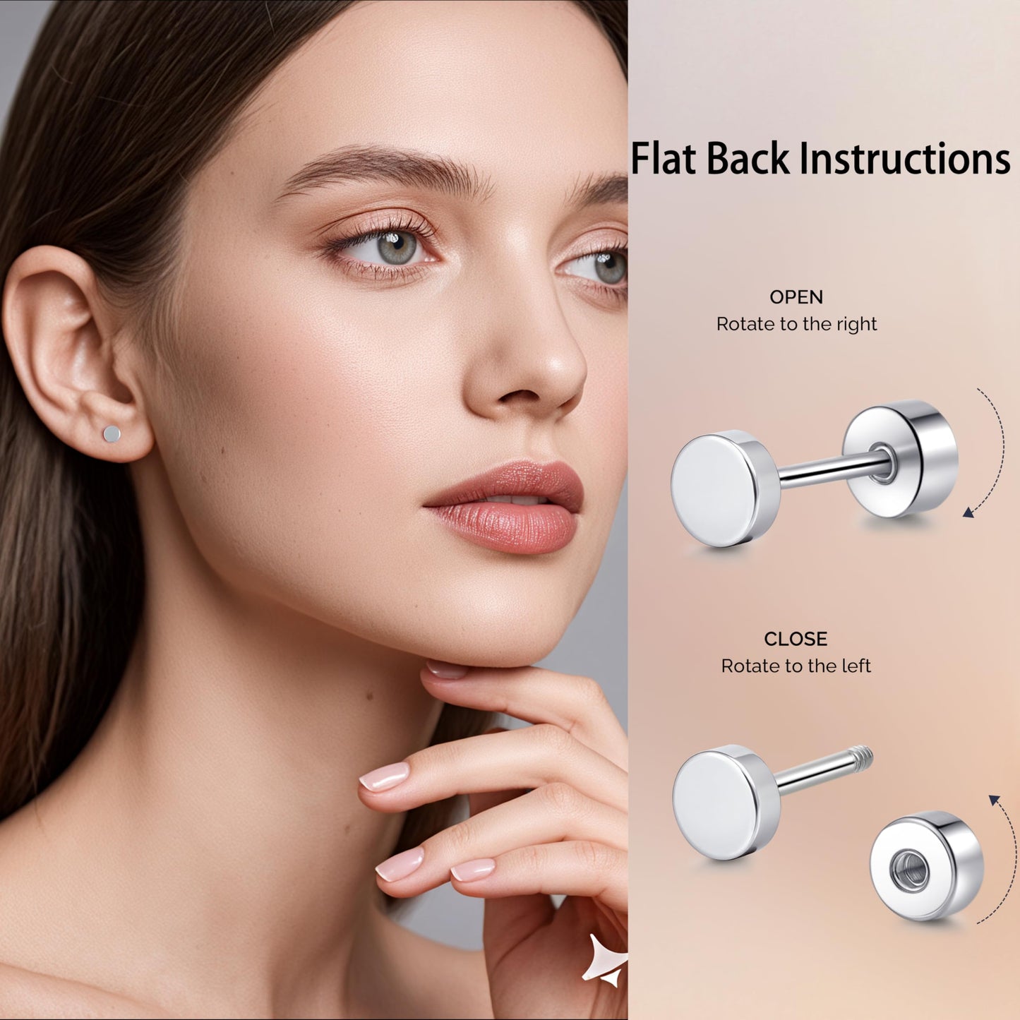 TitanHeart Hypoallergene Titan Ohrstecker Schraubverschluss Flachpunkt-Ohrstecker 3mm-5mm Einfache Klassische Helix Tragus Knorpel Ohrläppchen Ohrstecker für Frauen Männer (Schwarz, 5mm)