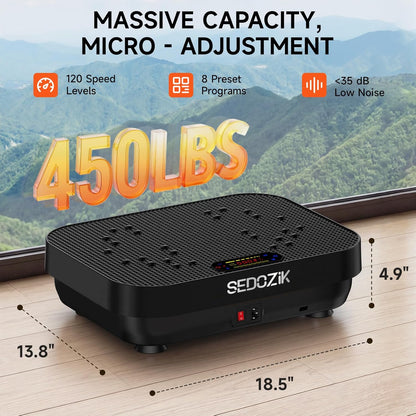 SEDOZIK Vibration Plate Exercise Machine, Vibration Plate for Lymphatic Drainage Weight Loss, 450 Lbs Capacity Full Body Vibrating Platform Workout Equipment with Bluetooth for Home Women Men