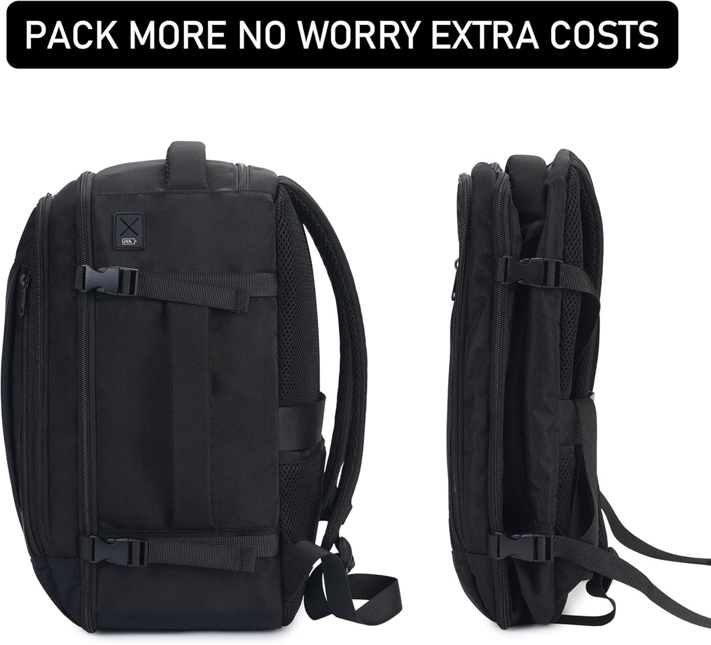 ECOHUB 16'' Reise-Rucksack Handgepäck Unterseat-Rucksack Persönlicher Gegenstand Flugzeug-Reisetasche mit 13 Taschen Handgepäck Flaschenhalter USB-Ladeanschluss Casual Daypack für Frauen Männer Schwarz