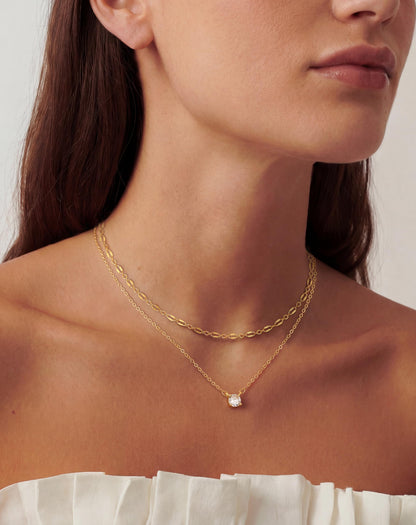 Tewiky Dainty 14k Gold Plated/Silver Cubic Zirconia Necklaces for Women, Simple CZ Jewelry Necklaces Trendy Gifts
