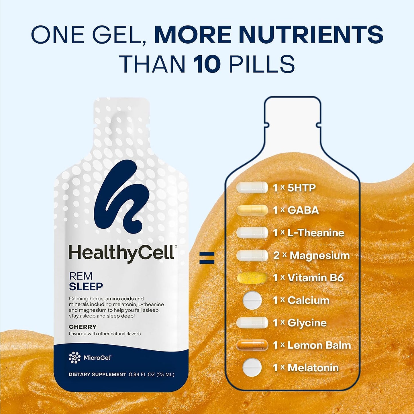 Healthycell REM Sleep Aid Supplement + Focus & Recall Brain Supplement for Memory & Focus Bundle