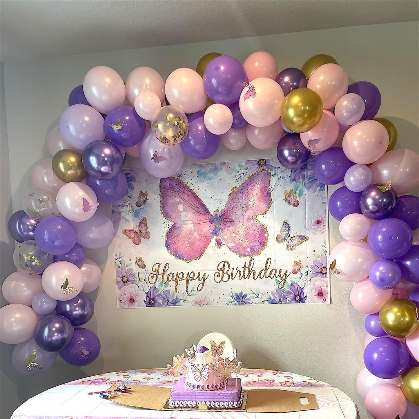 Pastellrosa und lilafarbene Ballons, 12-Zoll-Metallic-Lila-Flieder-Pink-Konfetti-Ballon-Set für Mädchen, Frauen, Kpop, Schmetterling-Geburtstag, Babyparty, Brautparty, Hochzeit, Prinzessin, Disco, Musikparty-Dekorationen
