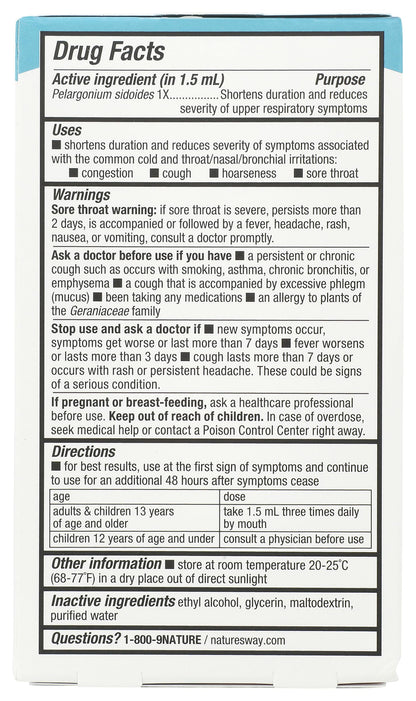 Nature's Way Umcka Cold Relief Drops, Homeopathic Cold Medicine, Shortens Duration & Reduces Severity of Cough, Congestion, Sore Throat & Hoarseness, 2 Fl oz