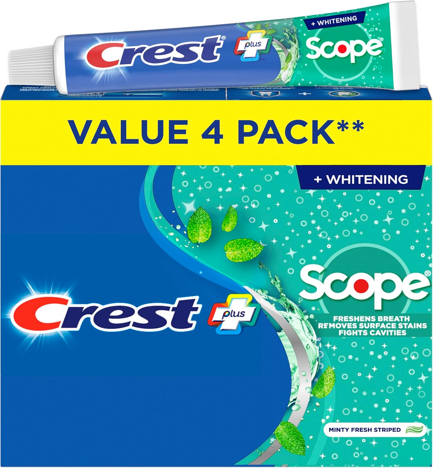 Crest Complete Toothpaste Whitening Plus Scope Minty Fresh, 480 mL Total (4 Count of 120 mL Each)
