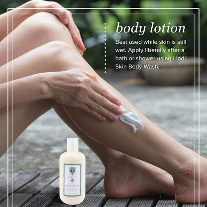 Lindi Skin Body Lotion — Luxurious Lotion for Sensitive, Reactive & Compromised Skin · Rare Botanicals, Antioxidant-Rich, Hypoallergenic · The Original Lotion for Cancer Patients Since 2003. 8 fl oz