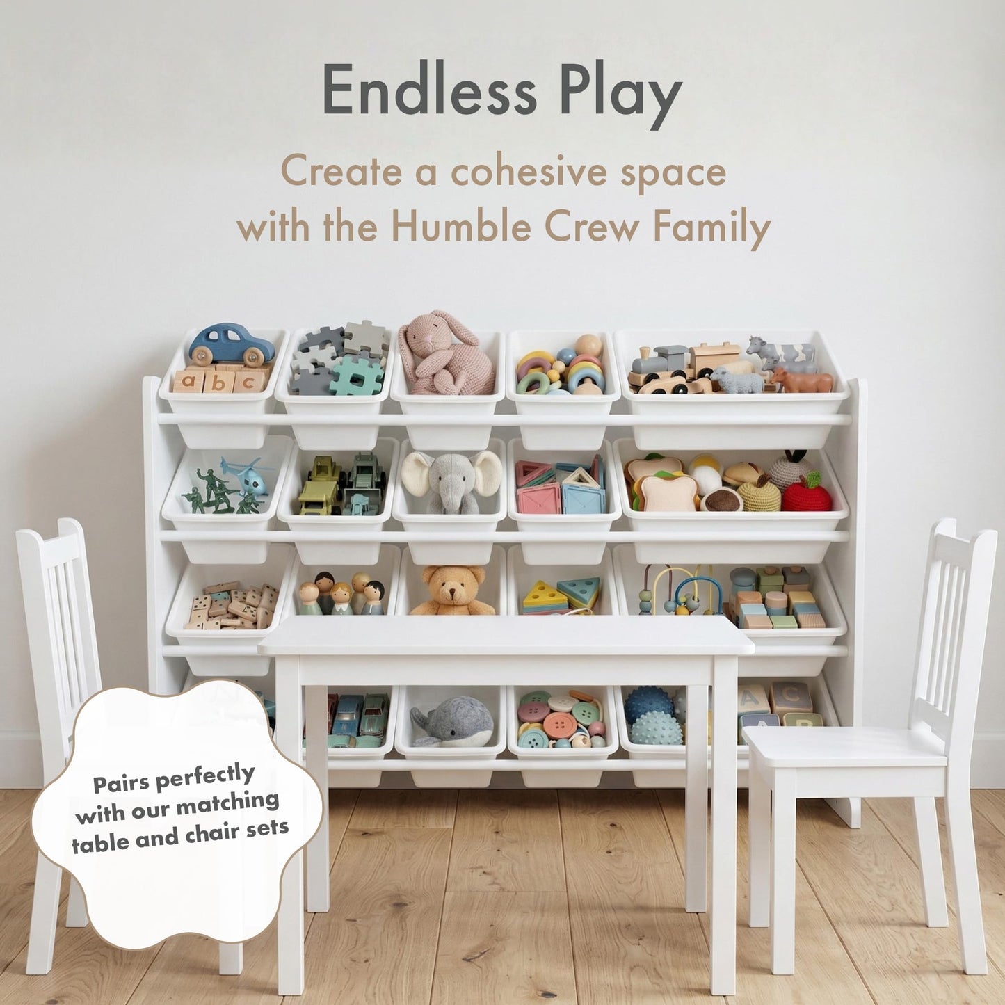Humble Crew Toy Storage Organizer with 20 Removable Storage Bins for Kids Playroom, 4-Tier Toddler Toy Organization and Storage, Natural/White