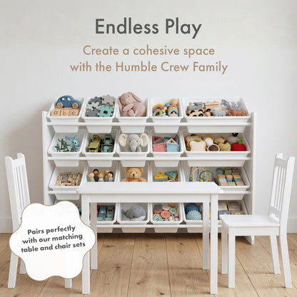 Humble Crew Toy Storage Organizer with 20 Removable Storage Bins for Kids Playroom, 4-Tier Toddler Toy Organization and Storage, Natural/White