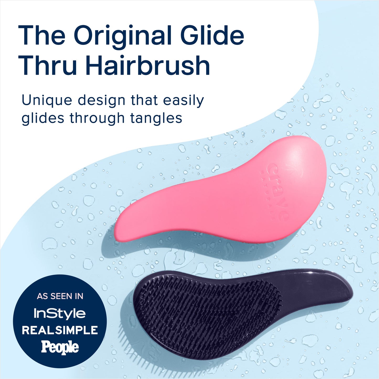 Crave Naturals Glide Thru Entwirrbürste für Erwachsene und Kinder. Entwirrbürste für natürliches, lockiges, glattes, nasses oder trockenes Haar. Haarbürsten für Frauen. Stylingbürste (Blau)