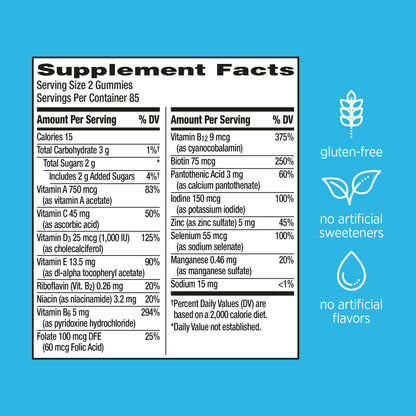 Centrum MultiGummies Gummy Multivitamin for Men, Multivitamin/Multimineral Supplement with Selenium, Antioxidants and Vitamin D3, Assorted Fruit Flavor - 170 Count (Pack of 12)