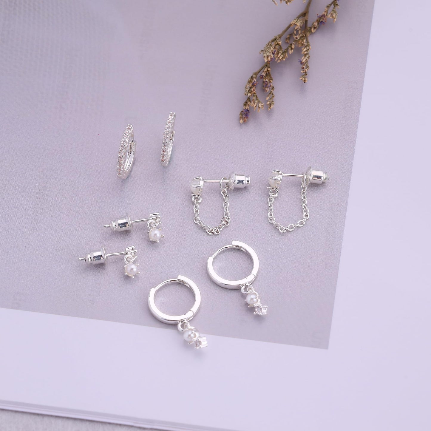 Gold Earrings For Women, Dainty Huggie Earrings Stack 14K Gold Plated Pearl Dangle Earrings for Women Trendy Cute Hypoallergenic Unique Gold Earring Stack Fashion Gold Jewelry Gifts